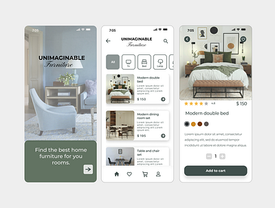 Furniture Ecommerce App Design branding design ecommerce website figma furniture graphic design illustration log in logo minimal mobile app mobile design mockup prototype ui ui ux user experience user interface ux wireframing