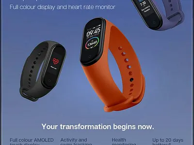 Mi Band 4 Social Media Post 3d animation branding graphic design logo motion graphics ui