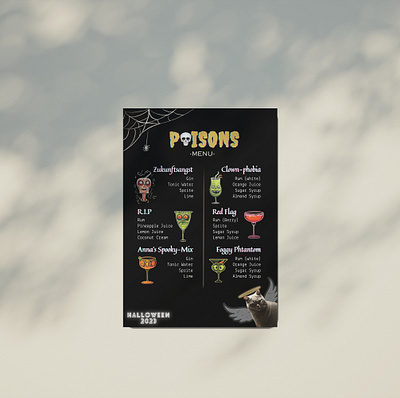 Halloween Menu Cocktails Template Canva cocktails drink drink menu halloween design halloween drinks menu menu design spooky illustration spooky season template canva