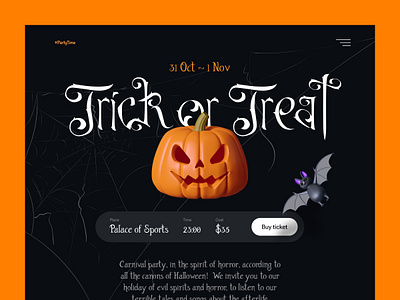 Halloween party landing page bato concept halloween landing party ui ux webagency webdesign
