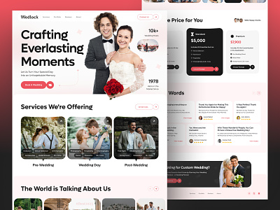 Wedlock Landing Page - Wedding Planner Website Design 🥂 clean concept event management event organizer homepage invitation website landing page marriage minimal photoshoot ui uiux web design website website development wedding wedding brochure wedding landing page wedding planner website wedding website