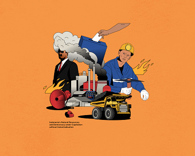 Democracy, Industrialisation, & Natural Resource editorial illustration politics vector