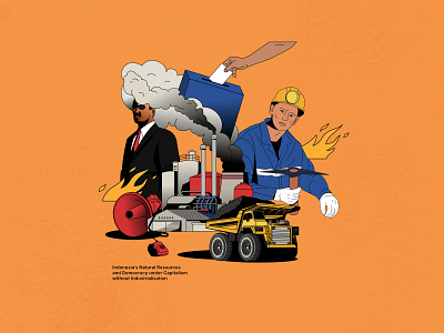 Democracy, Industrialisation, & Natural Resource editorial illustration politics vector