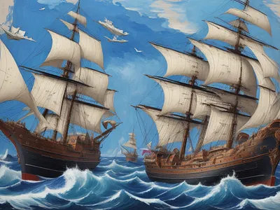Ships Sailed In Storm adventure ai background graphic design midjourny ocean painting ship water color