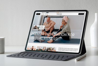 Yoga Studio Landing Page business concept fitness home page landing page photo tablet user interface ux website design yoga