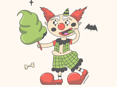 Clown halloween bat character clown comix art cute design flat graphic design halloween holiday horror illustration monster scary vector