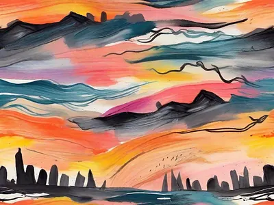 Abstract Colorful Painting With Pencil Stroke On Canvas ai art art design background canvas digital painting graphic design painting pencil print walll painting art