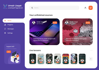 Dashboard Design for Online Course 📚✨ coursedashboard designforeducation dribbbleedu elearningdesign livelessons userexperience