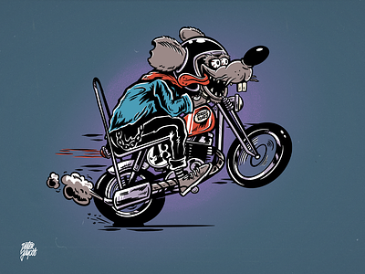 Street Rat comic design drawing illustration illustrator moto motorcycle procreate rat vintage