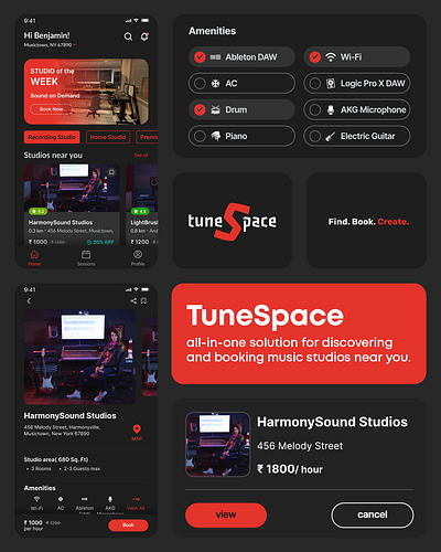 TuneSpace branding graphic design ui ux