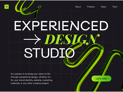 Design Studio Website 3d agency website company creative digital agency home page metallic portfolio studio ui ux web web design website wesite design