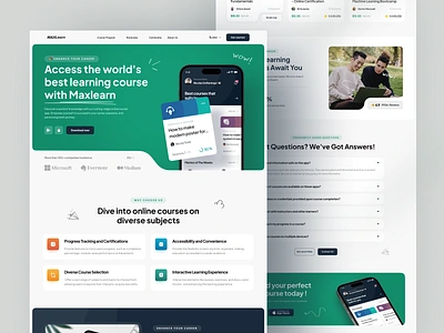 Course App Landing Page - Maxlearn course app course landing page course website design elearning hero section landing landing page learning app learning platform minimalist online course online course app online course landing page online course website online learning platform ui ux web design website