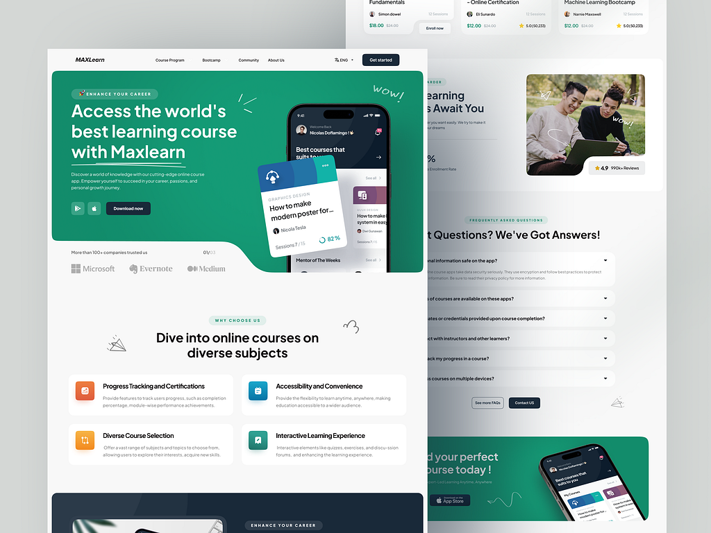 Course App Landing Page - Maxlearn by Ali Husni for Pickolab Studio on ...