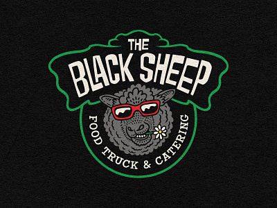 The Black Sheep badge black sheep branding catering fast food food truck graphic design illustration logo logo design sheep street food tacos vegan