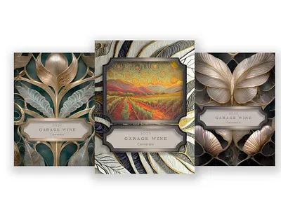 Wine labels for a small winery art deco design modern pattern vineyard wine label
