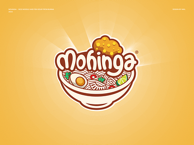 Mohinga - Brand Identity badge brandidentity branding burmese lettering food graphicdesign lettering logo logocreation logodesigns logomaker logotype myanmar noodle soup typography visualidentity