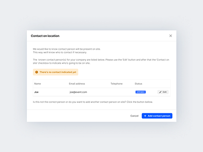 Add contact contact event modal ui ux