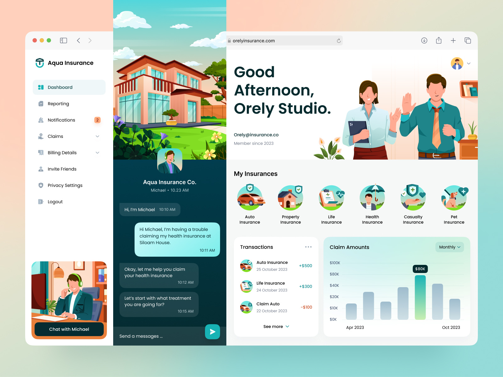 Aqua Insurance Management Dashboard 🏥 by Orely on Dribbble