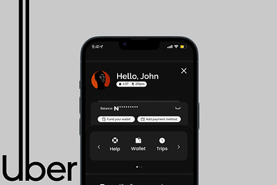 UBER User Profile Page design figma futuristic modern profile uber ui ux