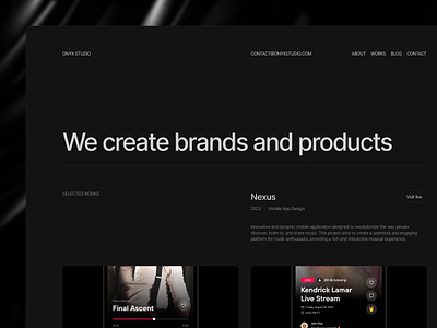 ONYX Studio - Web Design agency black dark grid inter monochromatic portfolio projects simple studio swiss typography web web design work