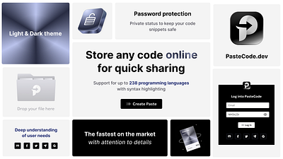PasteCode.dev — store code and share 3d branding design illustration ui ux vector