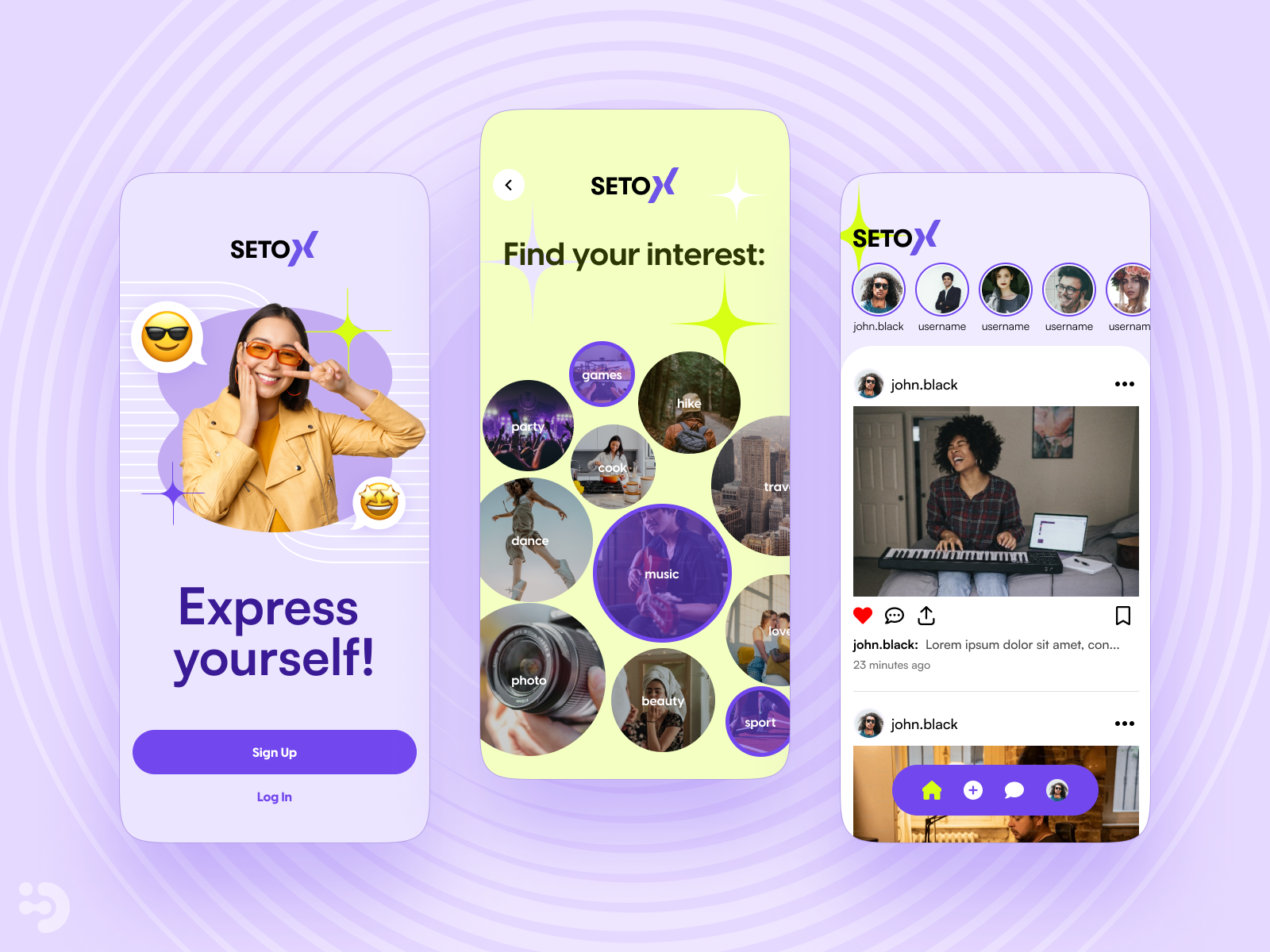 Design for mobile social app app applicatioin homepage inspiration login mobile onboarding stories ui ux