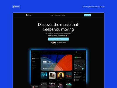 Zero - One Page SaaS Template framer framer templates landing page landing page design saas saas landing page saas templates ui