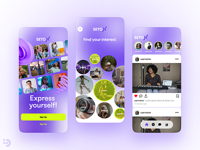 Design for mobile social app app application homepage mobile purple smartphone social ui uiux ux
