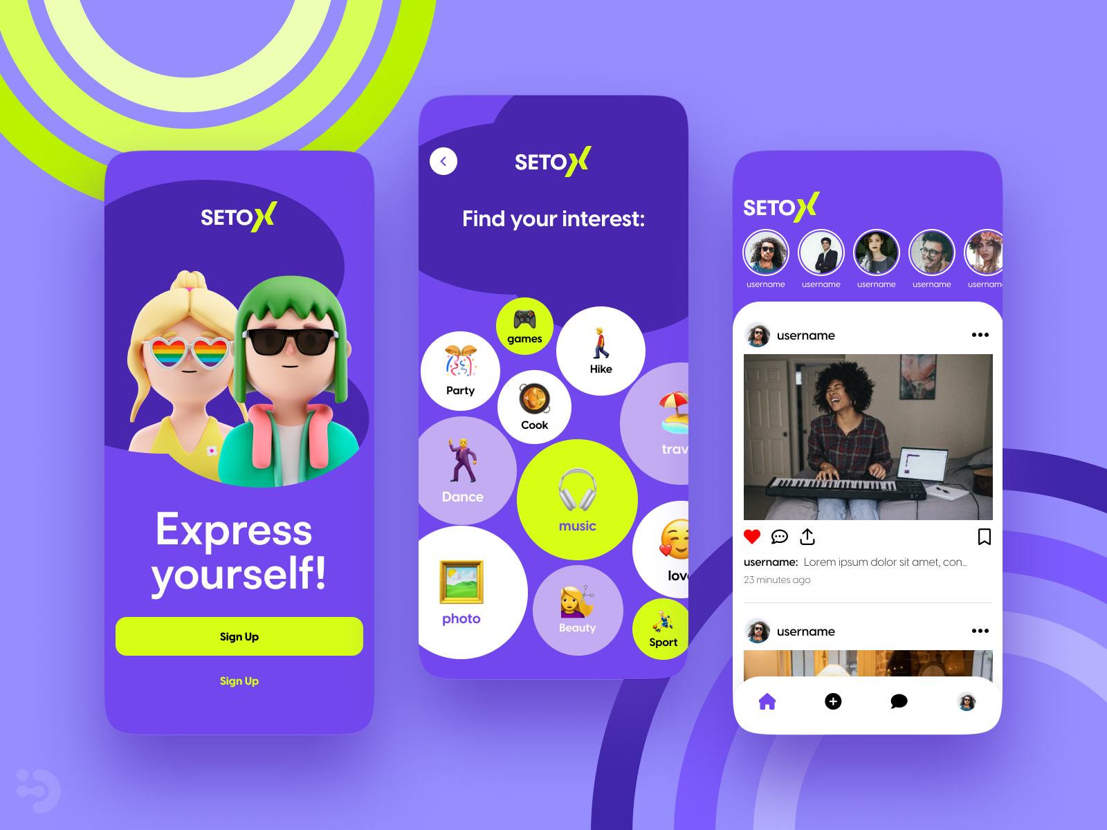 Design for mobile social app app application card dashboard design inspiration mobile onboarding purple smartphone ui uiux ux