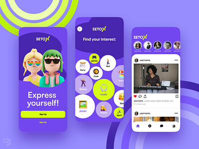 Design for mobile social app app application card dashboard design inspiration mobile onboarding purple smartphone ui uiux ux