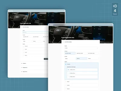 Diagnostic Hub automative diagnose diagnostic form multi select multi selection option picker question selection signle selection single select step bar ui uiux ux vertical vertical step vertical step bar web design