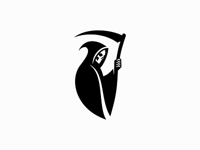The Grim Reaper Logo branding character death design emblem grim reaper halloween horror icon identity illustration logo mark rock scythe skeleton skull spooky symbol vector