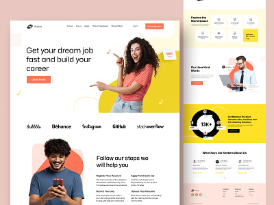 Find Dream Job Website💼🎯 buildyourcareer business dream job dream job website employer homepage job finder website job platform job site landing page recruitment uiux web website