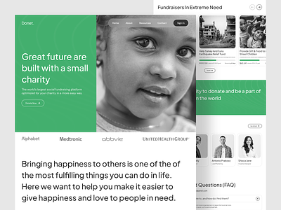 Donet - Charity Landing Page 2023 agency landing page agency web design branding charity company design donation dribble best shot figma fundraiser graphic design green kids landing page trend ui uidesign uiux web design