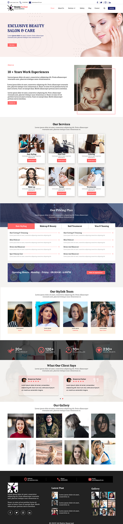 Salon Web Design beauty care design responsive design salon ui web design