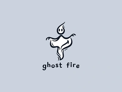 Ghost fire candle character evil fire ghost halloween horror logo logotype minimalism