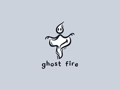 Ghost fire candle character evil fire ghost halloween horror logo logotype minimalism