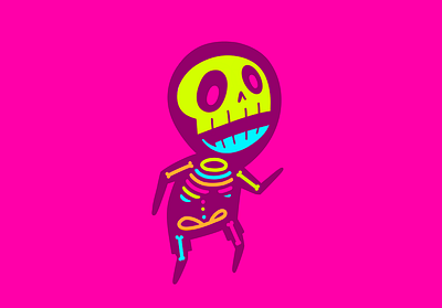 Neon Skully doodle illustration ipad procreate sketch skull