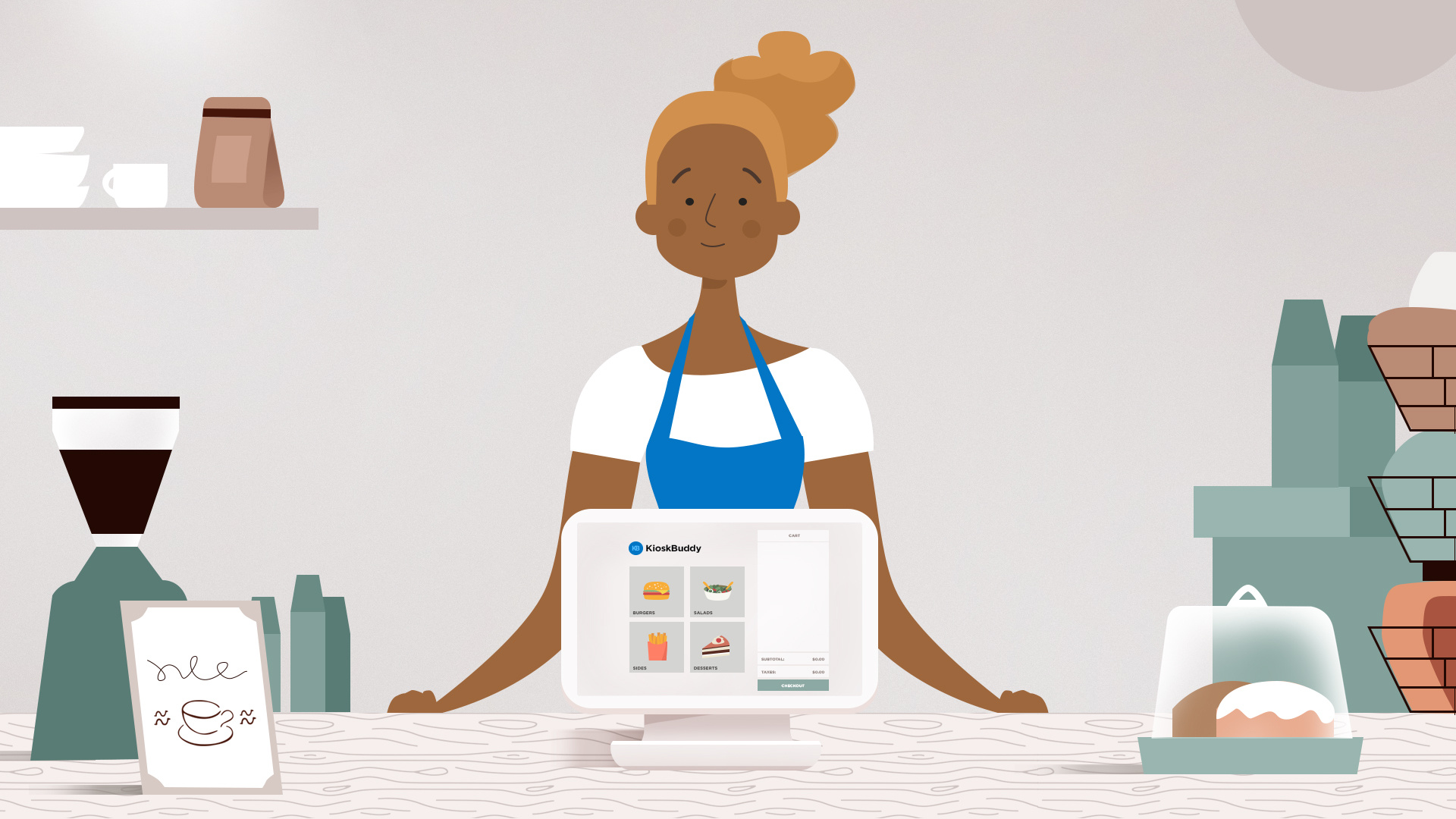 Kiosk Buddy animation explainer video illustration