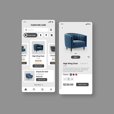 Furniture app design app design typography ui ux