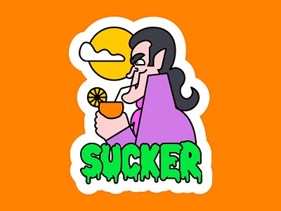 Sucker 🍹🧛🏻‍♂️🦇 alcohol autumn bloody mary character character design cocktail dracula drinks fall halloween horror illustration moon procreate scary spooky sticker stickers vampire vector