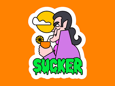 Sucker 🍹🧛🏻‍♂️🦇 alcohol autumn bloody mary character character design cocktail dracula drinks fall halloween horror illustration moon procreate scary spooky sticker stickers vampire vector