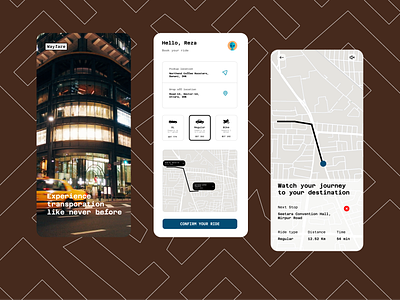 Wayfare : Book your ride for a trip app branding bw cars clean color palette destination graphic design illustration maps minimal mobile ride sharing simple transport typography ui user friendly