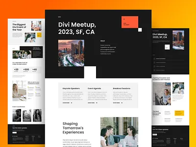 Event Layout Pack divi elegantthemes event meetup minimalism orange ui ux