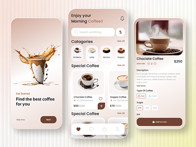 Coffee Shop Mobile app UI app ui design coffee app coffee dashboard coffee order coffee shop coffee shop app coffee shop app ui coffee shop mobile app mobile app ui mobile app ui design
