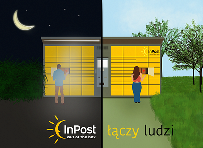 Idea for InPost ad 2d ad advertisment artinpost branding design graphic design illustration inpost logo procreate
