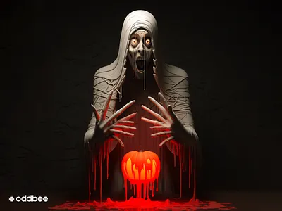 Boo! 3d ai boo halloween illustration pumpkin scary