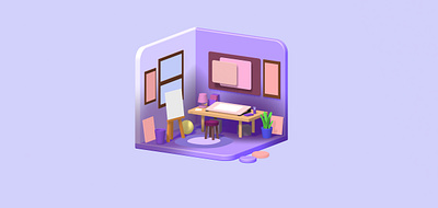 A 3D room design 3d animation blender design illustration ui