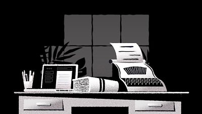 Copywriting animation black blacknwhite book copywriting desk grey illustration illustrator laptop motion graphics white