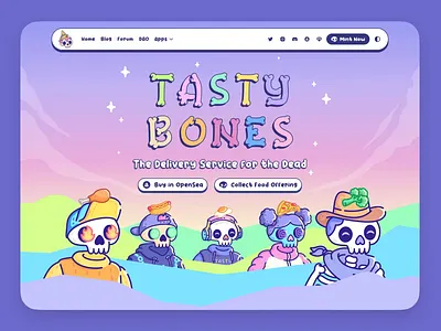 Tasty Bones - NFT Landing Page clean illustrations landing page landing page design nft nft design nft illustrations nft landing page nft landing page design nft page nft web nft web design nft website nft website design ui ui design user inferface user interface design web web design
